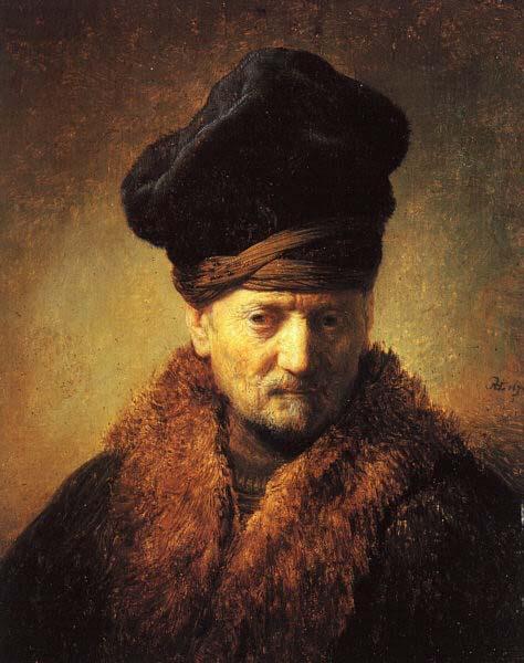 REMBRANDT Harmenszoon van Rijn Bust of an old man with helmet, oil painting image